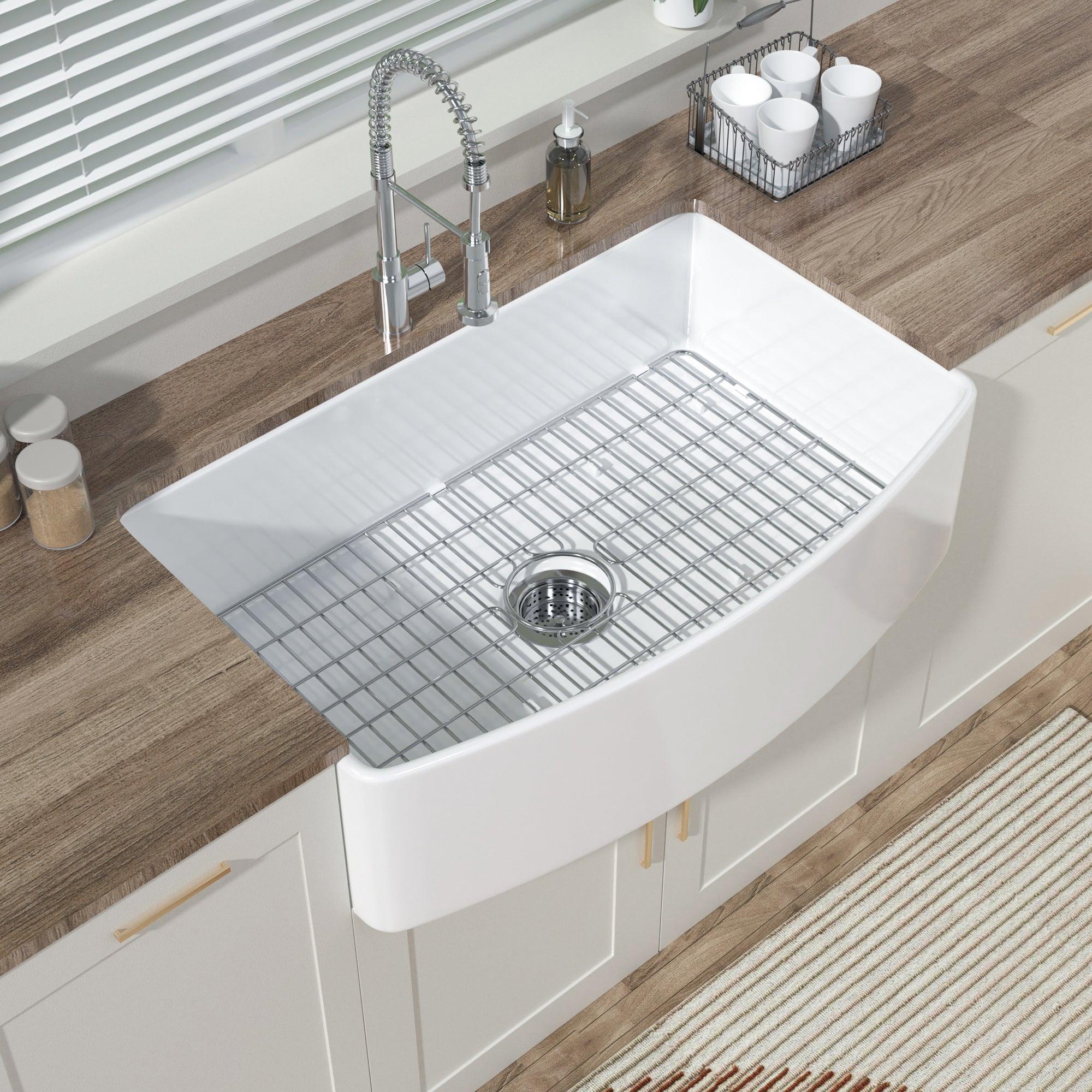 Miuara Farmhouse Sink Farm Sink Farmhouse Kitchen Sink Fireclay Sink Curved Apron Sink Undermount Kitchen Sink - Miuara LLC