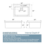 White Kitchen Sink 30 Inch 1 Hole - Outdoor Kitchen Sink Drop In 30"x22",9" Deep Laundry Sink,Fireclay Topmount Kitchen Sink Single Bowl, w Accessories,for Kitchen & Island & Outdoor & Laundry - Miuara LLC