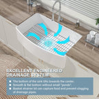 Miuara Farmhouse Sink Farm Sink Farmhouse Kitchen Sink Fireclay Sink Curved Apron Sink Undermount Kitchen Sink - Miuara LLC