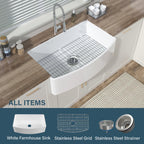 Miuara Farmhouse Sink Farm Sink Farmhouse Kitchen Sink Fireclay Sink Curved Apron Sink Undermount Kitchen Sink - Miuara LLC