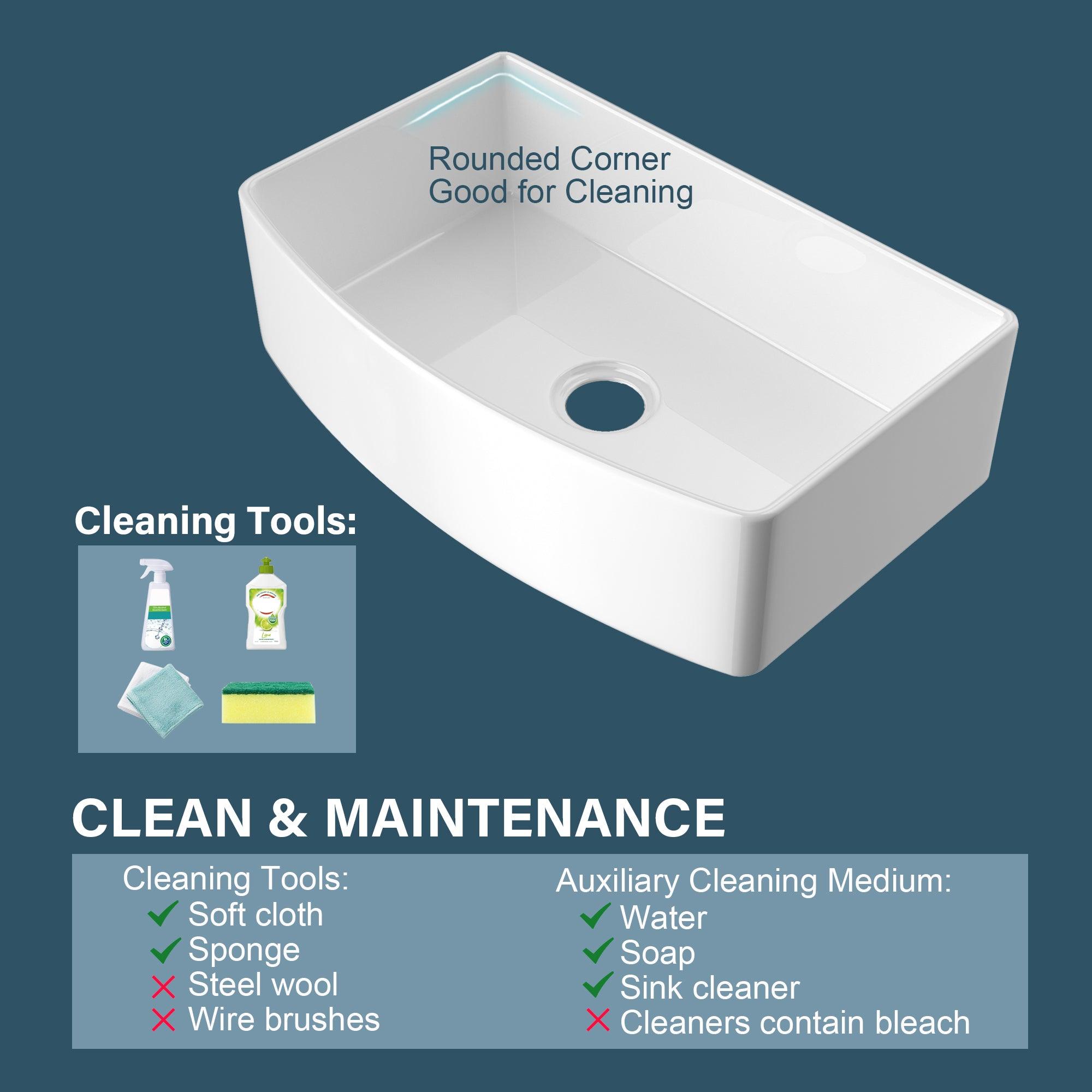 Miuara Farmhouse Sink Farm Sink Farmhouse Kitchen Sink Fireclay Sink Curved Apron Sink Undermount Kitchen Sink - Miuara LLC