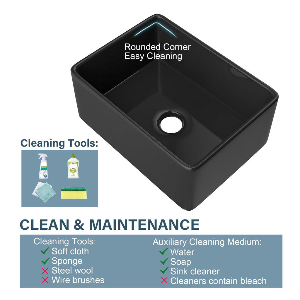 Miuara Farmhouse Sink Farm Sink Undermount Farmhouse Kitchen Sink Fireclay Sink Apron Sink - Miuara LLC