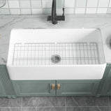 91.44cm Oversized Apron-Front Kitchen Sink   91.44cm × 45.72cm × 25.4cm double-sided apron-front single bowl, undermount installation. Made of solid fireclay in bright white, this farmhouse-style sink is durable and ideal for kitchens.