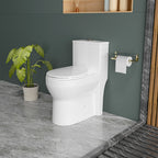Compact One Piece Toilets for Small Bathroom Space, Modern Toilet with 17 Inch ADA Comfort Seat Height, 1.0/1.28 GPF Tornado Dual Flush,12 Inch Rougn In