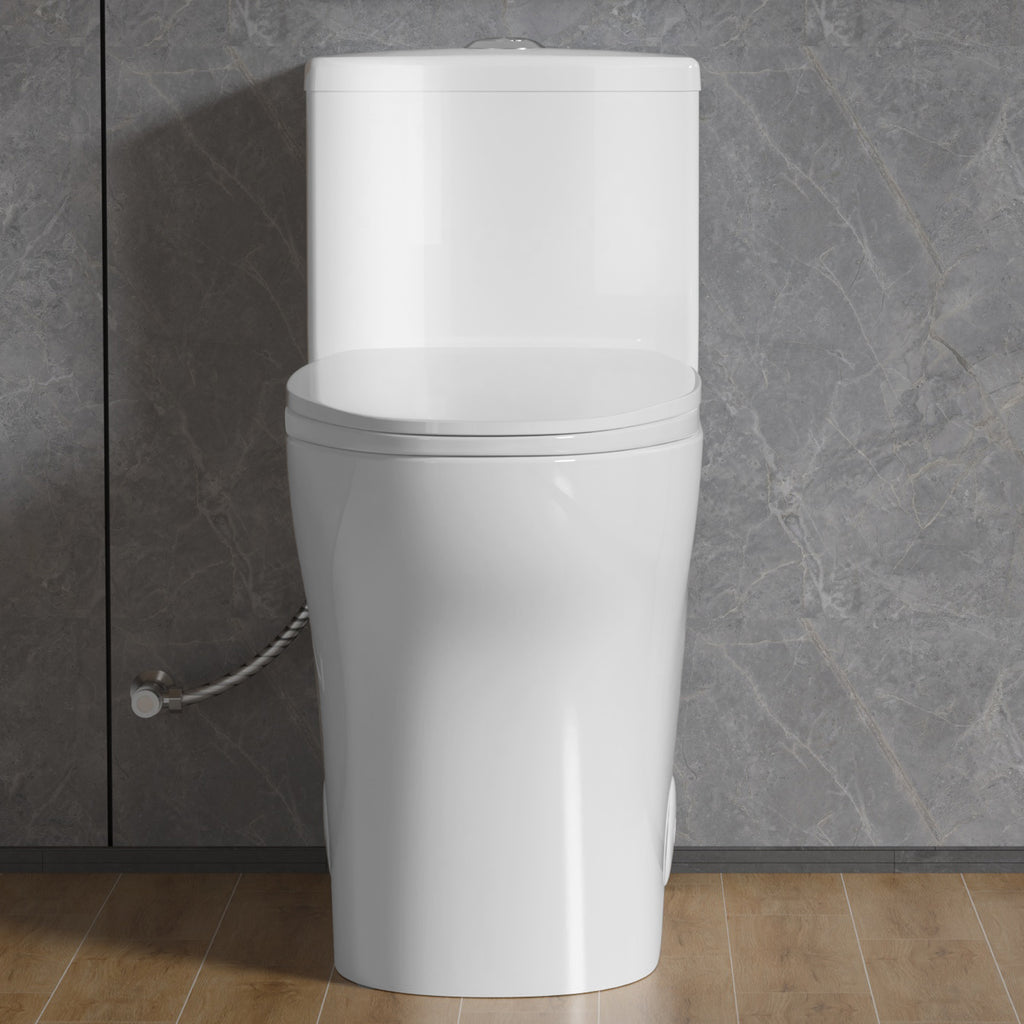 Elongated Modern Tall Toilet 19 Inch for Seniors, Powerful Tornado Flush Skirted High Toilet for Bathroom,One Piece Water Saving Dual Flush 1.0/1.28 GPF,Comfort ADA Bowl Heigh 18 Inch