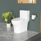 Elongated One Piece Toilets with 17 Inch ADA Comfort Seat Height for Seniors, Modern Toilet with 1.0/1.28 GPF Tornado Dual Flush Water Saving, 12 Inch Rougn In