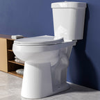 48.2cm Tall Comfort Toilet | ADA-Certified Dual Flush Water-Saving System | 30.5cm Rough-In Two-Piece Glossy White | Ideal for Small Bath Spaces & Elderly Users