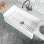 91.44cm Oversized Apron-Front Kitchen Sink   91.44cm × 45.72cm × 25.4cm double-sided apron-front single bowl, undermount installation. Made of solid fireclay in bright white, this farmhouse-style sink is durable and ideal for kitchens.