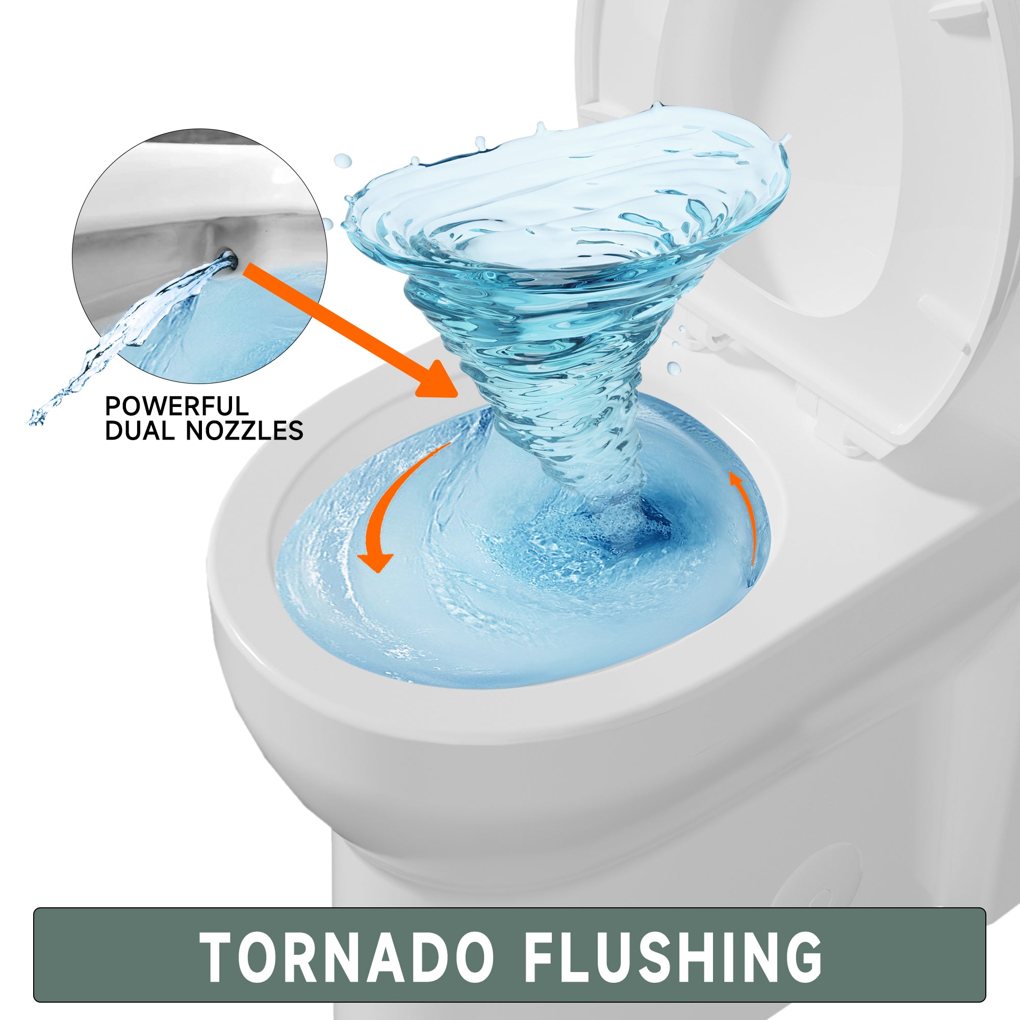 Compact One Piece Toilets for Small Bathroom Space, Modern Toilet with 17 Inch ADA Comfort Seat Height, 1.0/1.28 GPF Tornado Dual Flush,12 Inch Rougn In