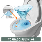 Elongated One Piece Toilets with 17 Inch ADA Comfort Seat Height for Seniors, Modern Toilet with 1.0/1.28 GPF Tornado Dual Flush Water Saving, 12 Inch Rougn In