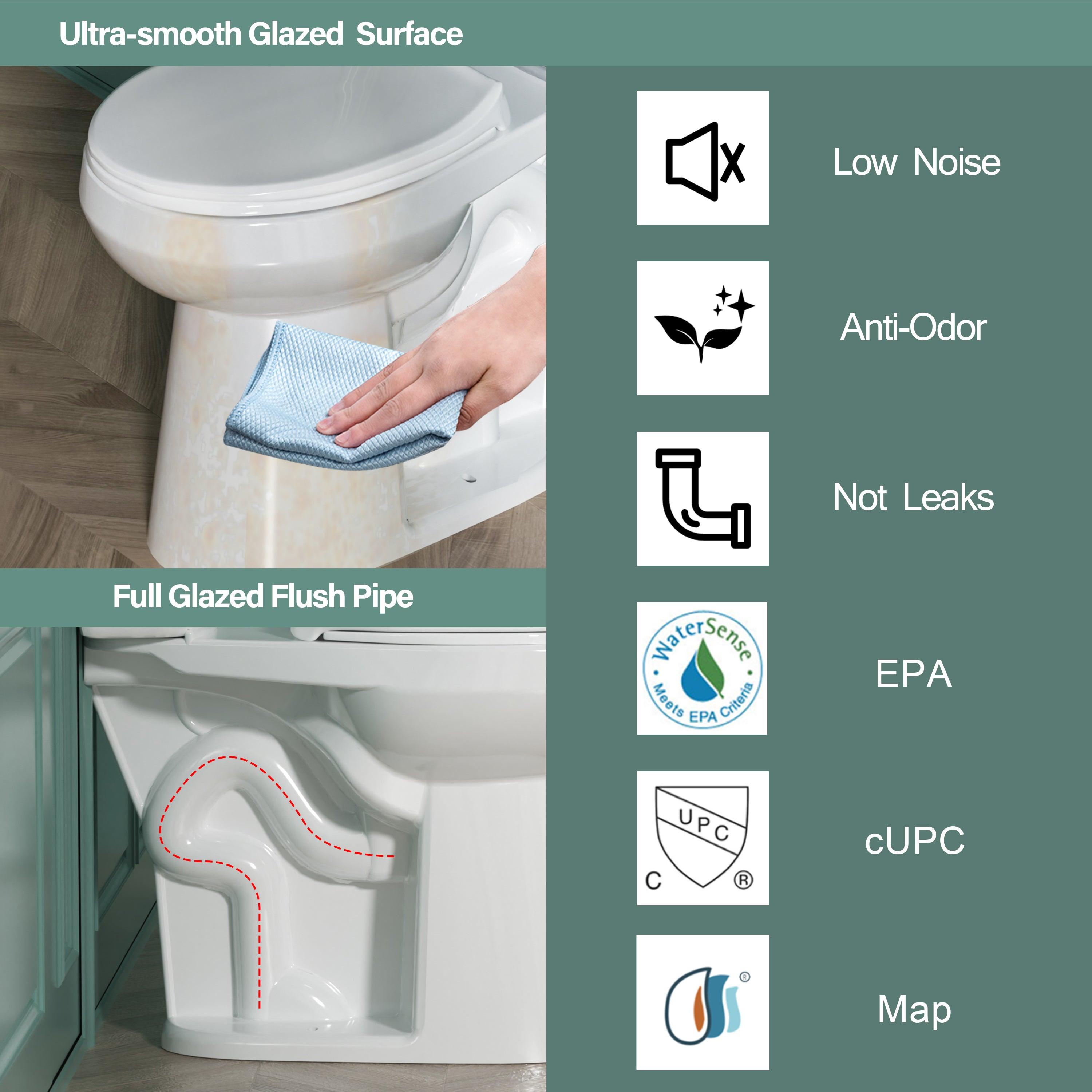 21 Inch Tall Toilets Elongated Toilet Extra High Toilets for Seniors Toilets for Bathrooms Comfort Height Elongated Toilet for Elderly, Two-Piece Dual Flush 1.1/1.6 GPF 12” Rough In - Miuara LLC