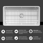 Miuara Farmhouse Sink - 33 Inch Fireclay White Farmhouse Sink Large & Deep Apron Front Kitchen Sink Single Bowl Undermount Farm Sink 33x18x10 with Custom Bottom Grid & Kitchen Sink Strainer - Miuara LLC