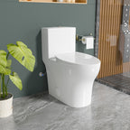 Elongated One Piece Toilets with 17 Inch ADA Comfort Seat Height for Seniors, Modern Toilet with 1.0/1.28 GPF Tornado Dual Flush Water Saving, 12 Inch Rougn In