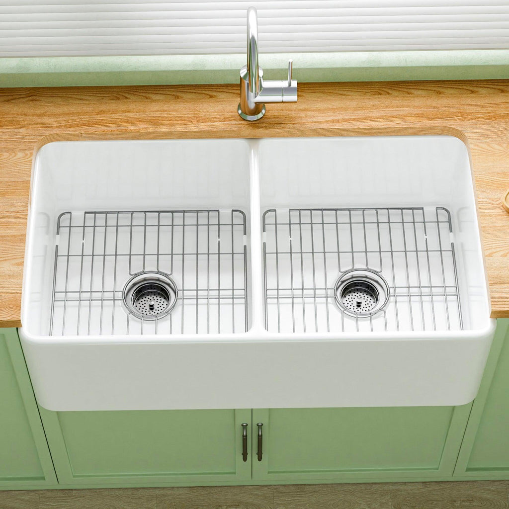 Miuara Farmhouse Sink Farm Sink Undermount Kitchen Sinks Fireclay Sink Decor Fluted Apron Sink - Miuara LLC
