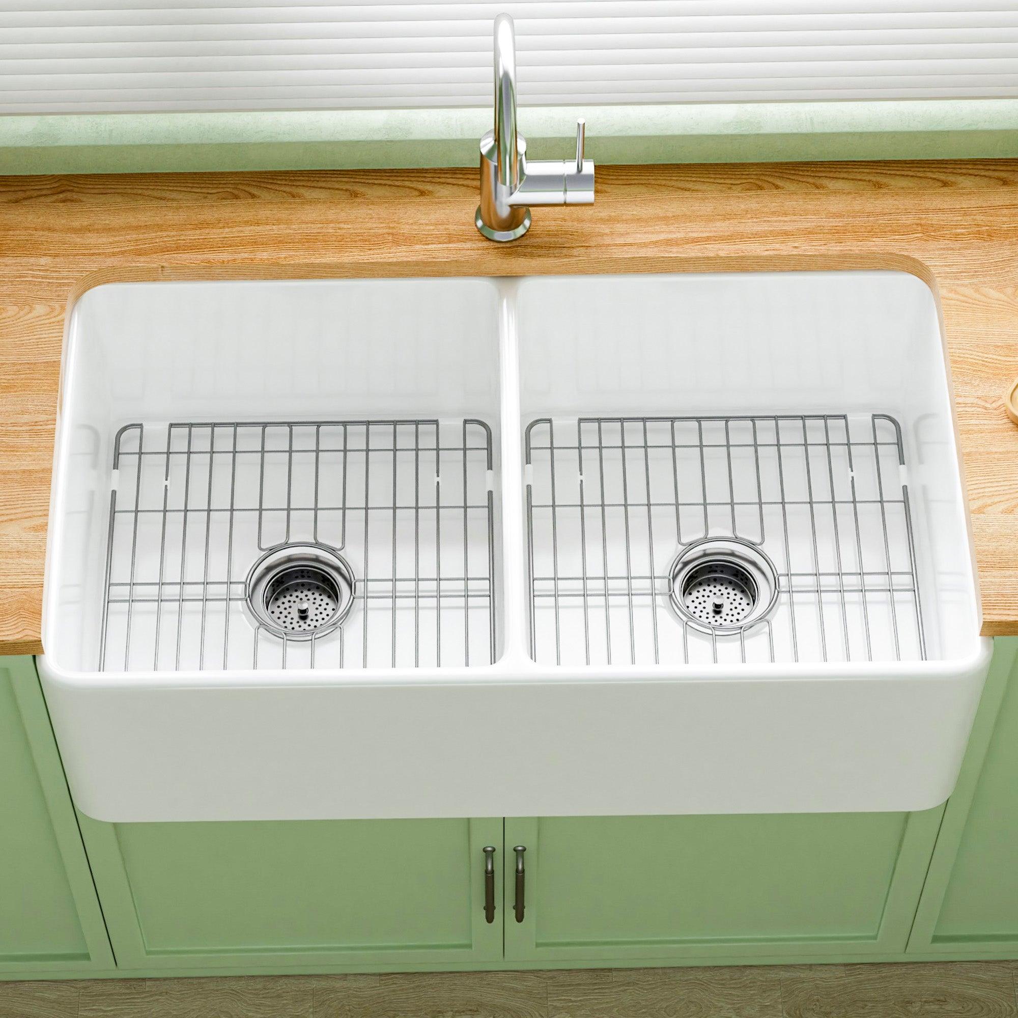Miuara Farmhouse Sink Farm Sink Undermount Kitchen Sinks Fireclay Sink Decor Fluted Apron Sink - Miuara LLC