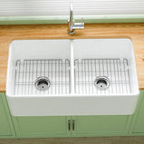 Miuara Farmhouse Sink Farm Sink Undermount Kitchen Sinks Fireclay Sink Decor Fluted Apron Sink - Miuara LLC