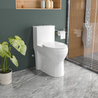 Compact One Piece Toilets for Small Bathroom Space, Modern Toilet with 17 Inch ADA Comfort Seat Height, 1.0/1.28 GPF Tornado Dual Flush,12 Inch Rougn In