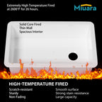 White Undermount Kitchen Sink 32 Inch - Large Topmount Fireclay Drop In Sink 32"x19"x10", Dual Mount Heavy Duty Deep Single Bowl, with 2 Custom Accessories, Glossy White, for Kitchen