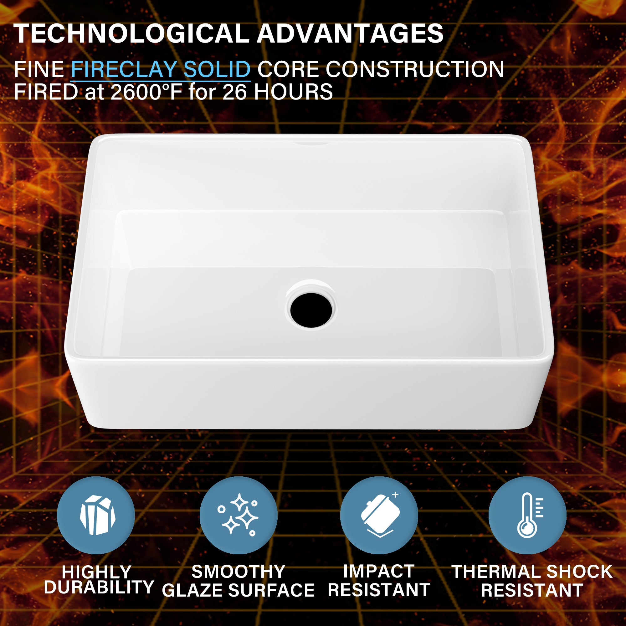 White Farmhouse Sink 33 x 20 Inch, Large Firecaly Apron Front Undermount Farm Sink Heavy Duty Deep Single Bowl, with Custom Accessories 2 Types, Pure White, for Kitchen