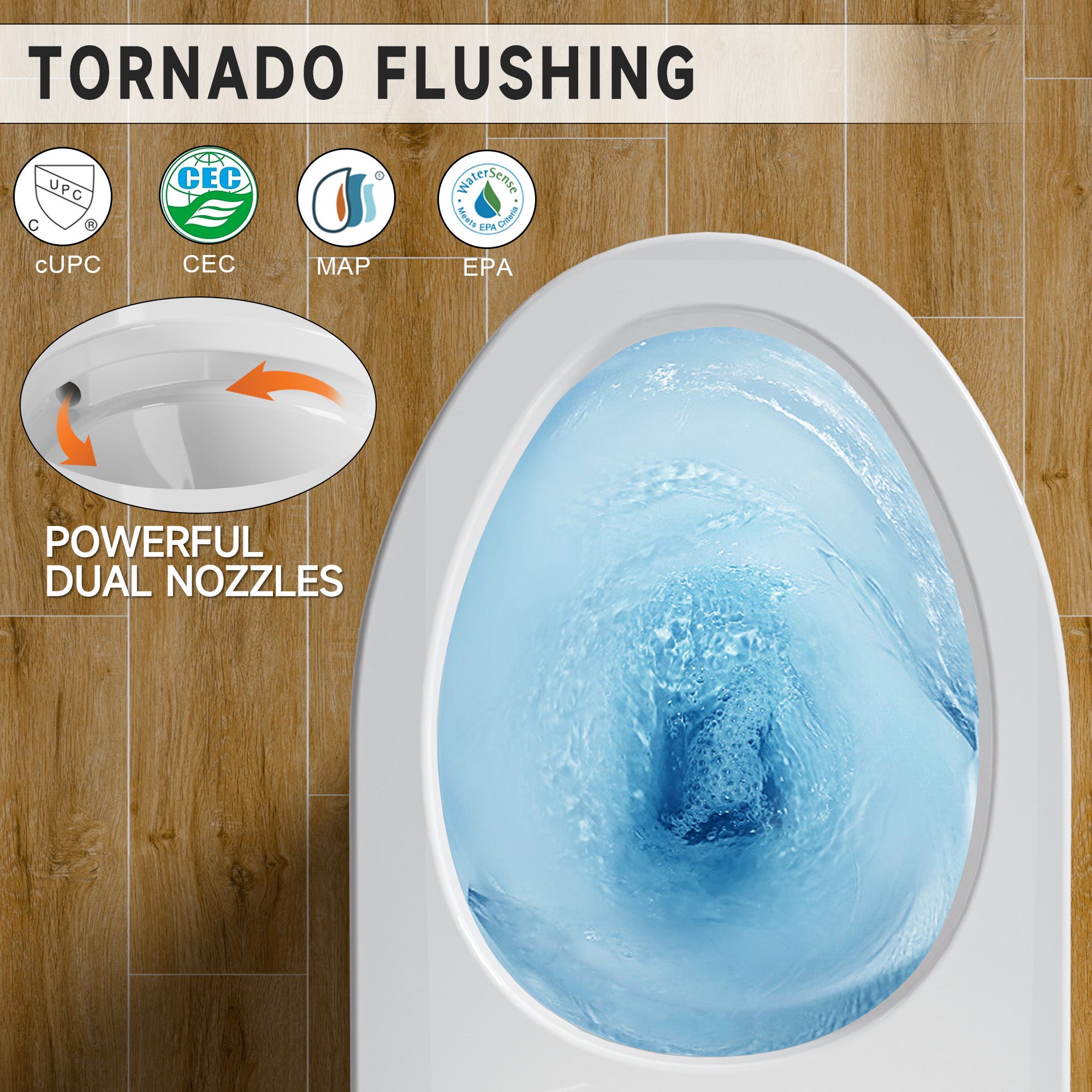 Elongated Modern Tall Toilet 19 Inch for Seniors, Powerful Tornado Flush Skirted High Toilet for Bathroom,One Piece Water Saving Dual Flush 1.0/1.28 GPF,Comfort ADA Bowl Heigh 18 Inch