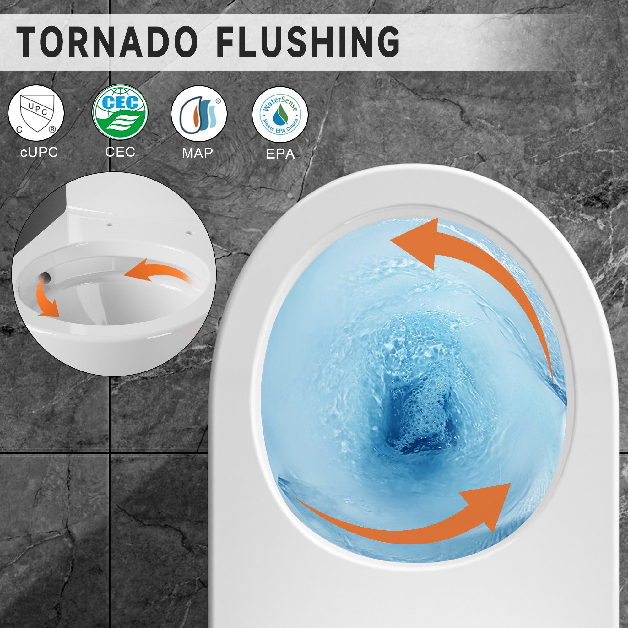 Compact One Piece Toilets for Small Bathroom Space, Modern Toilet with 19 Inch ADA Comfort Seat Height, 1.0/1.28 GPF Tornado Dual Flush,12 Inch Rougn In