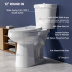 Extra Tall Elongated Toilet 22 Inch for Seniors -1.1/1.6 GPF Dual Flush Two Piece Comfort High Toilet, Bowl Height 21 Inch, Seat Height 22”, 12” Rough In, White, for Bathroom
