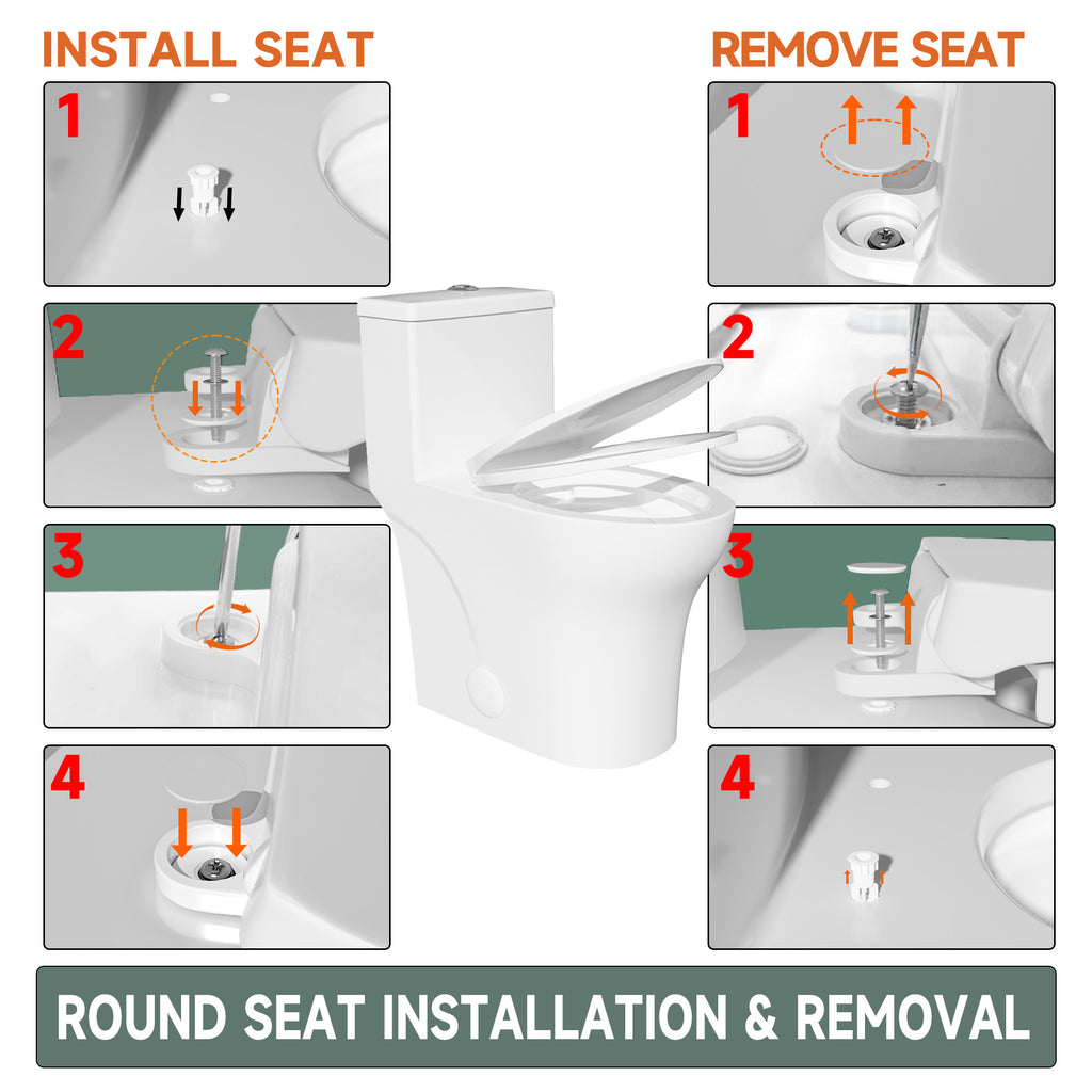 Elongated One Piece Toilets with 17 Inch ADA Comfort Seat Height for Seniors, Modern Toilet with 1.0/1.28 GPF Tornado Dual Flush Water Saving, 12 Inch Rougn In