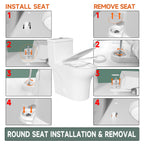 Elongated One Piece Toilets with 17 Inch ADA Comfort Seat Height for Seniors, Modern Toilet with 1.0/1.28 GPF Tornado Dual Flush Water Saving, 12 Inch Rougn In