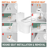 Elongated One Piece Toilets with 17 Inch ADA Comfort Seat Height for Seniors, Modern Toilet with 1.0/1.28 GPF Tornado Dual Flush Water Saving, 12 Inch Rougn In