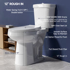 Elongated Tall Toilet 20 Inch for Seniors - 1.1/1.6 GPF Dual Flush Two Piece ADA High Toilet for Bathroom, 19 Inch Bowl Height, 20 Inch Seat Height, 12" Rough In, White