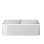 33" White Double-Bowl Farmhouse Apron-Front Sink Reversible Apron Design | 83.82×45.72×25.40 cm | Undermount Mounting | 50/50 Split Bowls | Heavy-Duty Solid Fireclay Construction | Perfect for Home Kitchens