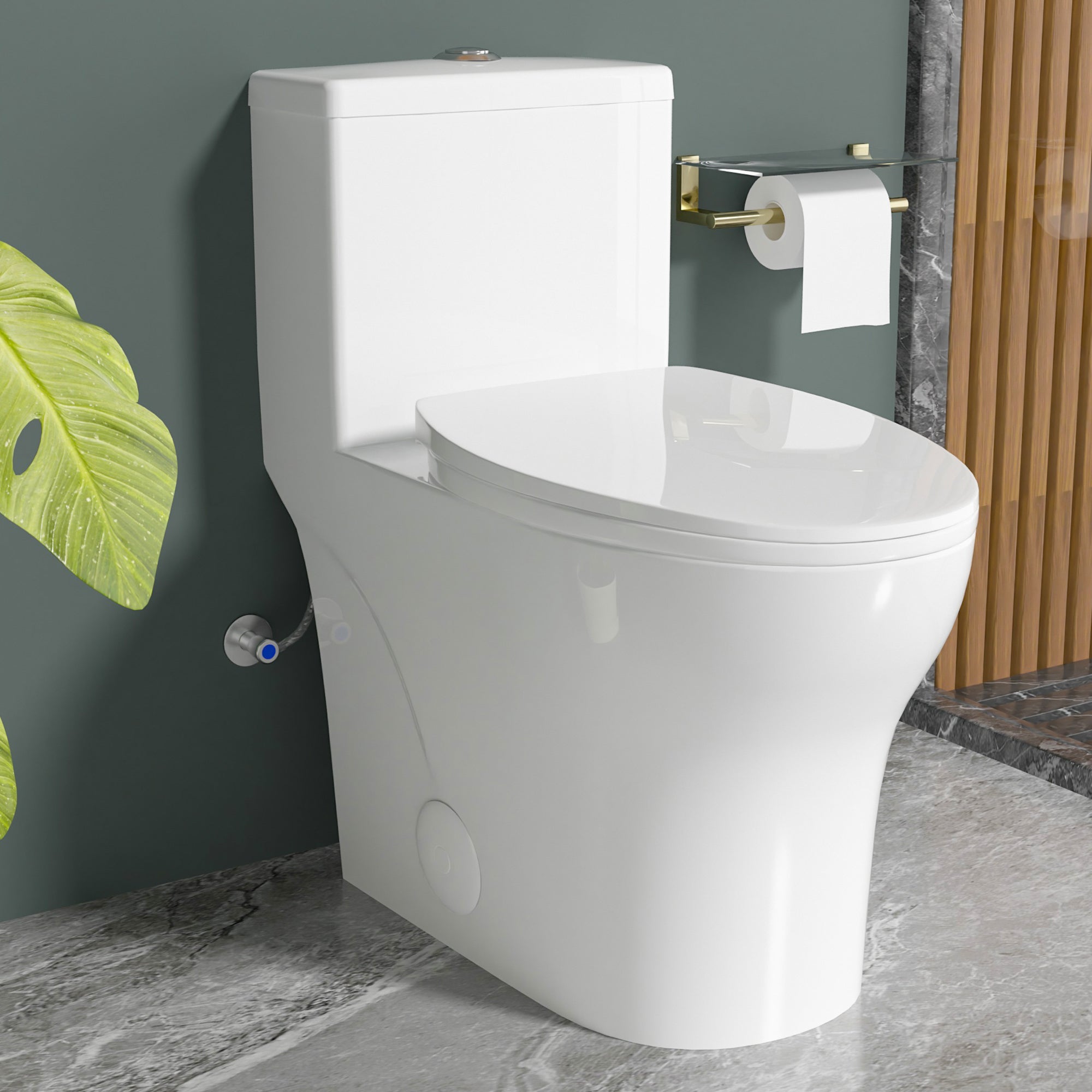 Elongated One Piece Toilets with 17 Inch ADA Comfort Seat Height for Seniors, Modern Toilet with 1.0/1.28 GPF Tornado Dual Flush Water Saving, 12 Inch Rougn In