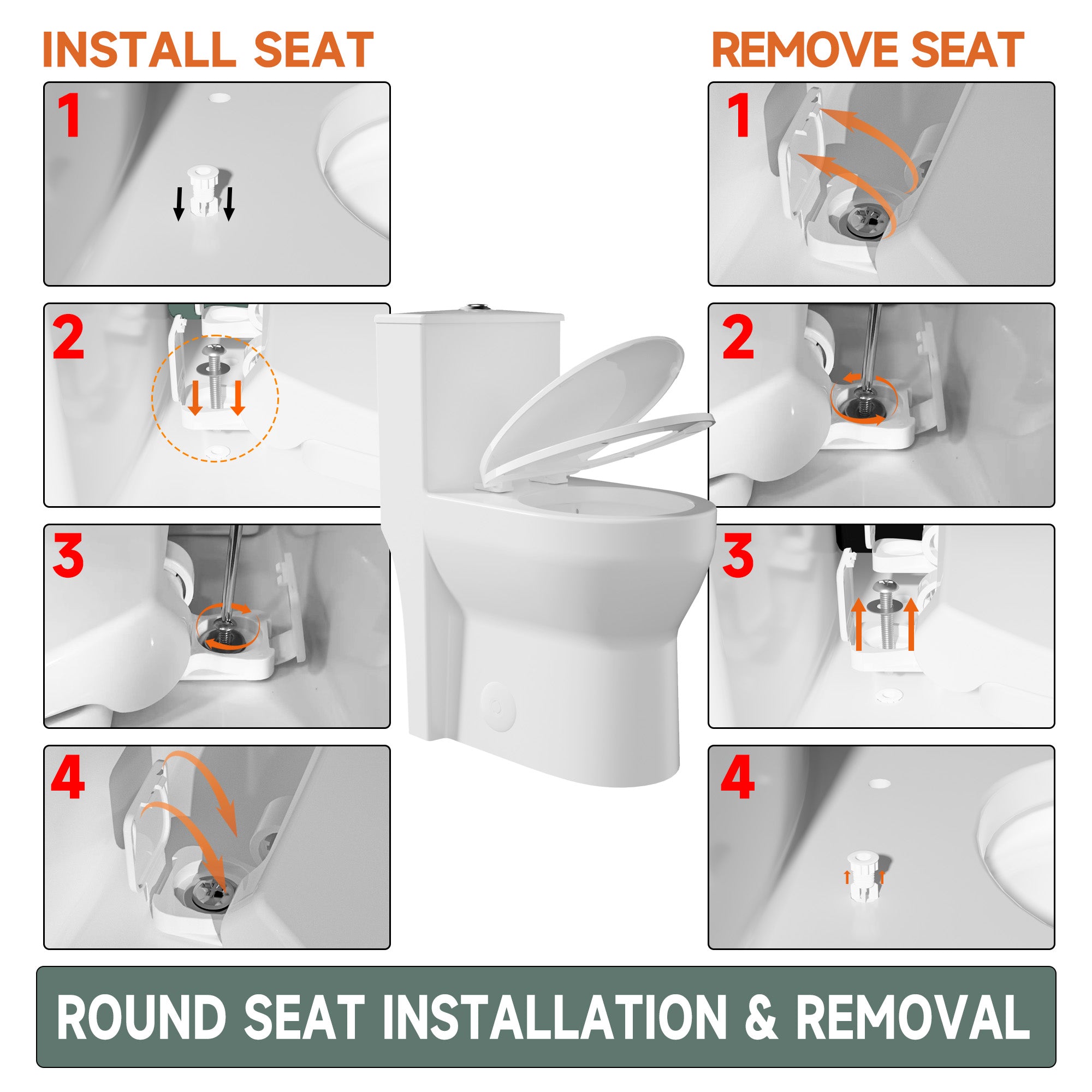 Compact One Piece Toilets for Small Bathroom Space, Modern Toilet with 17 Inch ADA Comfort Seat Height, 1.0/1.28 GPF Tornado Dual Flush,12 Inch Rougn In