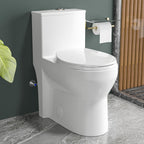 Compact One Piece Toilets for Small Bathroom Space, Modern Toilet with 17 Inch ADA Comfort Seat Height, 1.0/1.28 GPF Tornado Dual Flush,12 Inch Rougn In