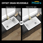 White Undermount Kitchen Sink 32 Inch - Large Topmount Fireclay Drop In Sink 32"x19"x10", Dual Mount Heavy Duty Deep Single Bowl, with 2 Custom Accessories, Glossy White, for Kitchen