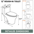Elongated One Piece Toilets with 17 Inch ADA Comfort Seat Height for Seniors, Modern Toilet with 1.0/1.28 GPF Tornado Dual Flush Water Saving, 12 Inch Rougn In