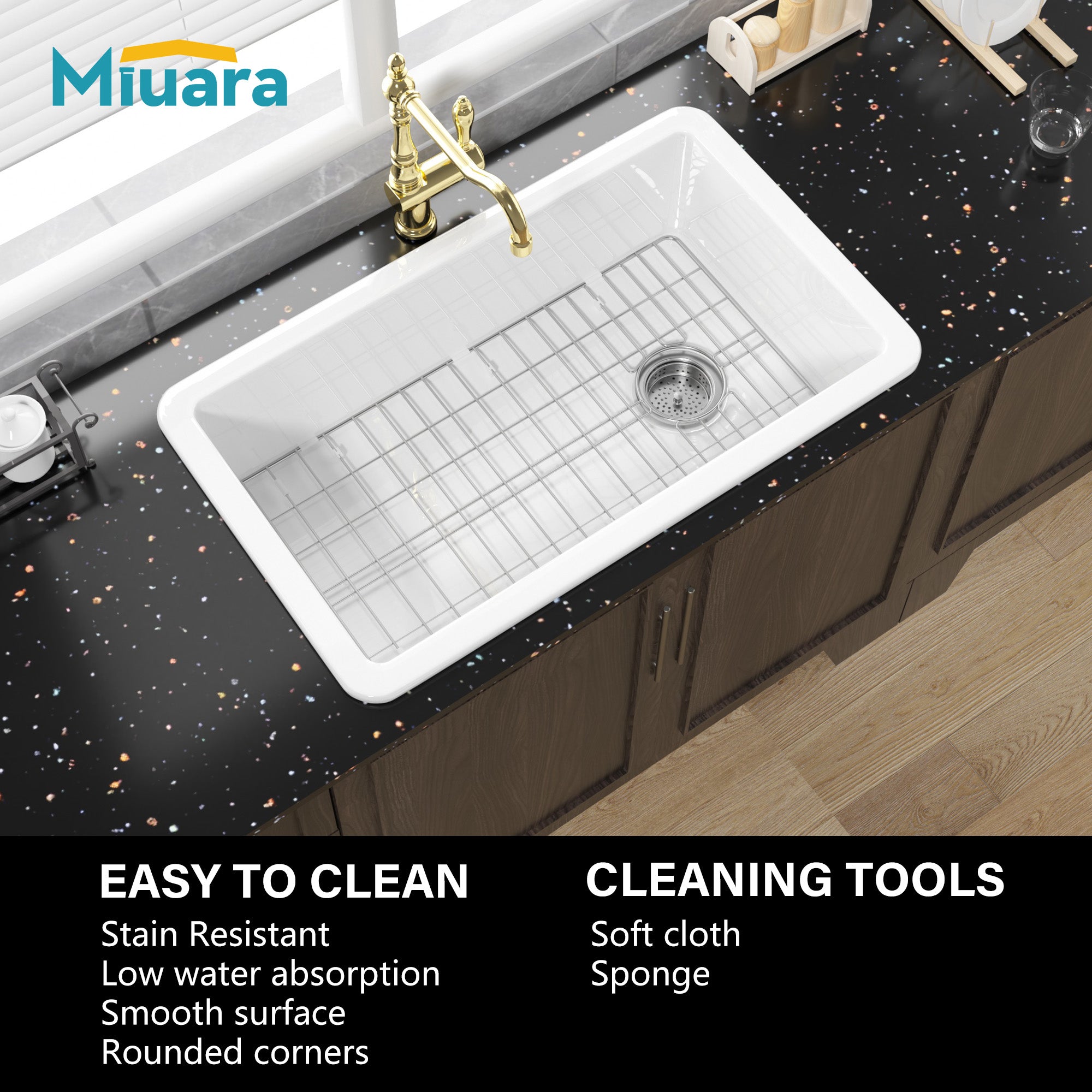 White Undermount Kitchen Sink 32 Inch - Large Topmount Fireclay Drop In Sink 32"x19"x10", Dual Mount Heavy Duty Deep Single Bowl, with 2 Custom Accessories, Glossy White, for Kitchen