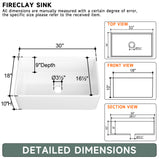 76.2 cm Bright White Farmhouse Kitchen Sink Apron Front Undermount Installation, Double-sided Structure, Dimensions 76.2 cm × 45.7 cm × 25.4 cm | Single Bowl, Heavy-duty Solid Fireclay Construction | Perfect for Residential Kitchens