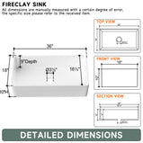 91.44cm Oversized Apron-Front Kitchen Sink   91.44cm × 45.72cm × 25.4cm double-sided apron-front single bowl, undermount installation. Made of solid fireclay in bright white, this farmhouse-style sink is durable and ideal for kitchens.