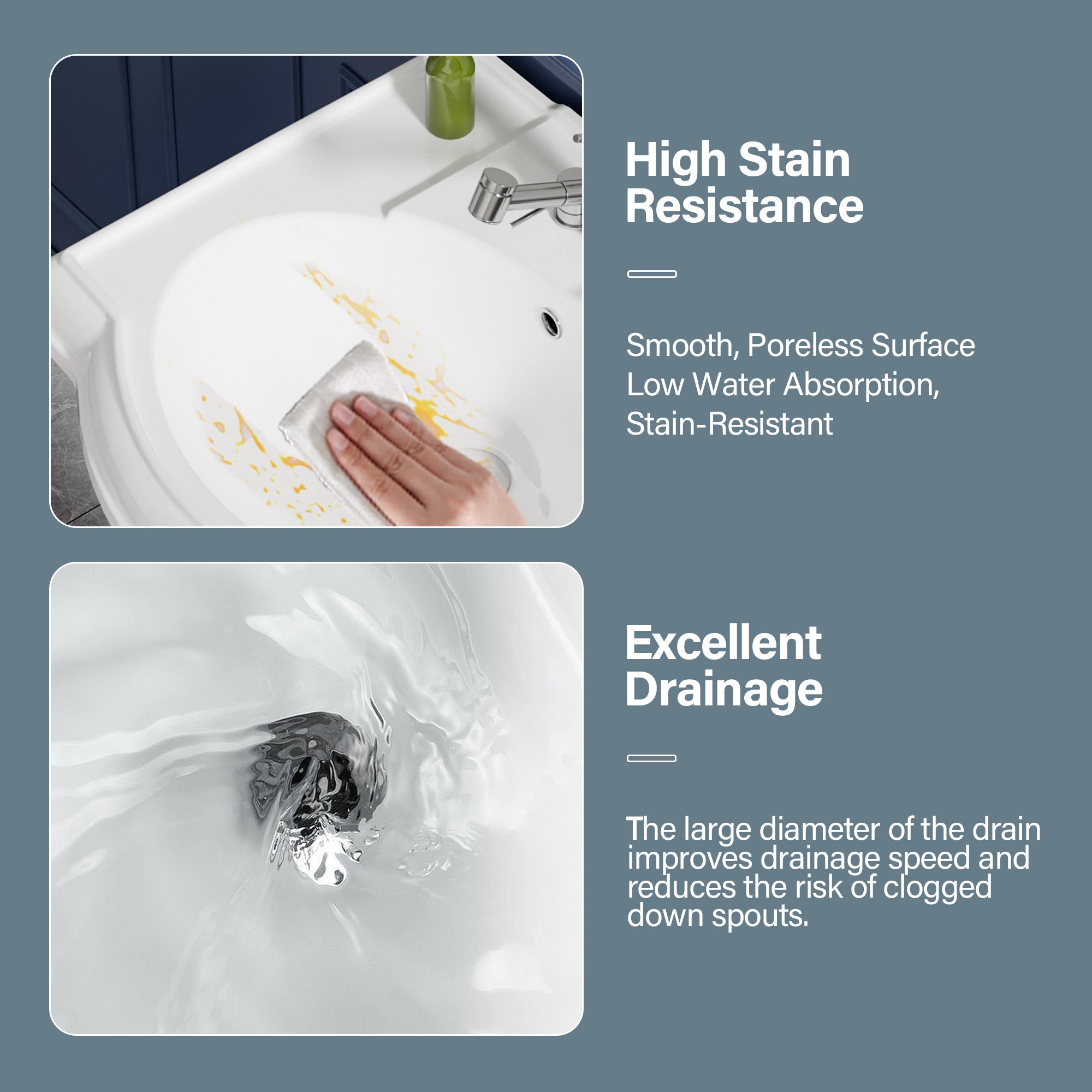 Pedestal Sink 23 Inch - 3 Hole Porcelain Pedestal Sink Combo for Bathroom, 23"Dx19"Wx33.5"H, White Color, with 1 Overflow Hole & 4 Inch 3 Faucet Hole