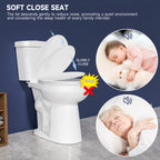 Extra Tall Elongated Toilet 22 Inch for Seniors -1.1/1.6 GPF Dual Flush Two Piece Comfort High Toilet, Bowl Height 21 Inch, Seat Height 22”, 12” Rough In, White, for Bathroom