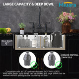 Farmhouse Workstation Sink, 76.2 cm, Suitable for Kitchen - White Apron-Front Fireclay Kitchen Sink, Double-Sided, 76.2 cm × 50.8 cm × 25.4 cm, Farmhouse-Style Heavy-Duty Deep Single Bowl