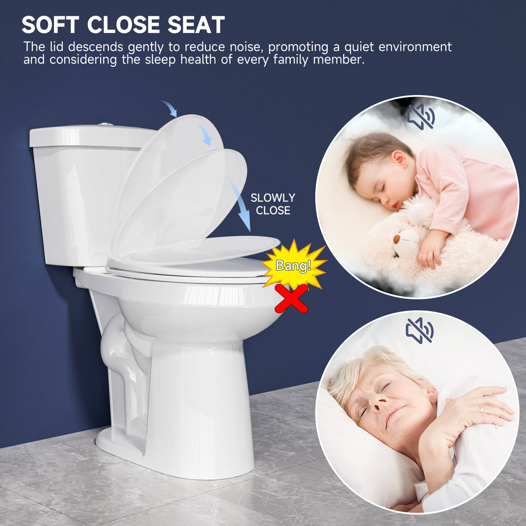 Extra Tall Elongated Toilet 22 Inch for Seniors -1.1/1.6 GPF Dual Flush Two Piece Comfort High Toilet, Bowl Height 21 Inch, Seat Height 22”, 12” Rough In, White, for Bathroom