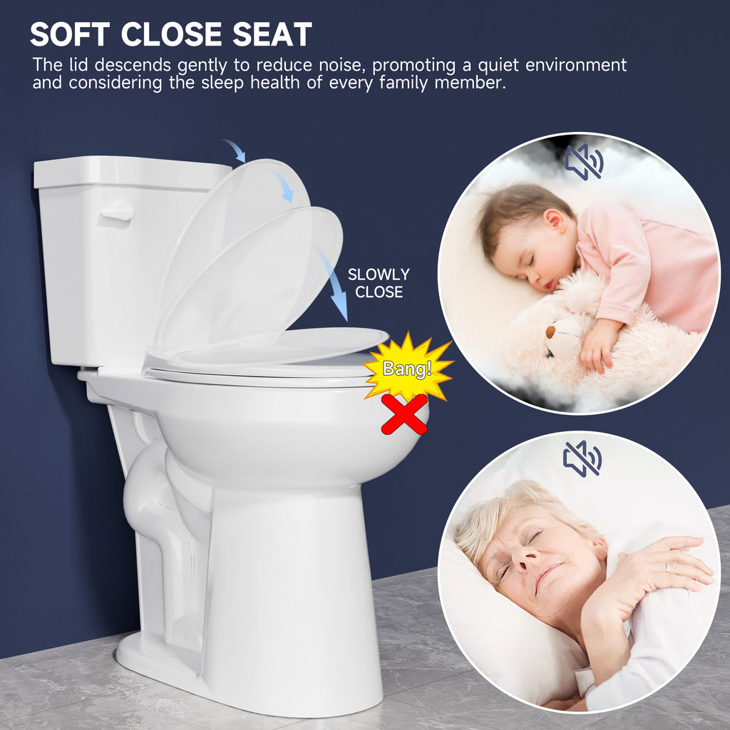 Elongated Tall Toilet 20 Inch for Seniors - 1.1/1.6 GPF Dual Flush Two Piece ADA High Toilet for Bathroom, 19 Inch Bowl Height, 20 Inch Seat Height, 12" Rough In, White