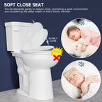 Elongated Tall Toilet 20 Inch for Seniors - 1.1/1.6 GPF Dual Flush Two Piece ADA High Toilet for Bathroom, 19 Inch Bowl Height, 20 Inch Seat Height, 12" Rough In, White