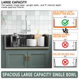  Black Farmhouse Sink 76.2 cm - Apron-front Undermount Double-sided Kitchen Sink, 76.2 cm × 45.7 cm × 25.4 cm, Farmhouse-style Single Bowl, Heavy-duty Solid Fireclay, Matte Black, Ideal for Kitchen