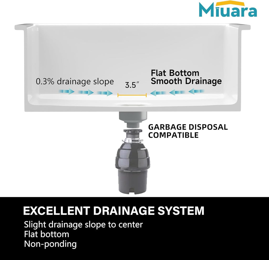 White Workstation Kitchen Sink 33 Inch - 1 Hole Large Kitchen Sink Drop In 33"x22", 9" Deep Topmount Kitchen Sink,Single Bowl Overmount Fireclay Sink For Kitchen,with 4 Custom Accessories