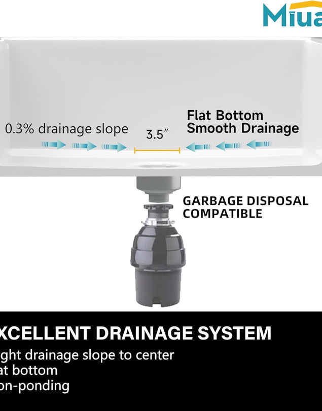 White Workstation Kitchen Sink 33 Inch - 1 Hole Large Kitchen Sink Drop In 33"x22", 9" Deep Topmount Kitchen Sink,Single Bowl Overmount Fireclay Sink For Kitchen,with 4 Custom Accessories