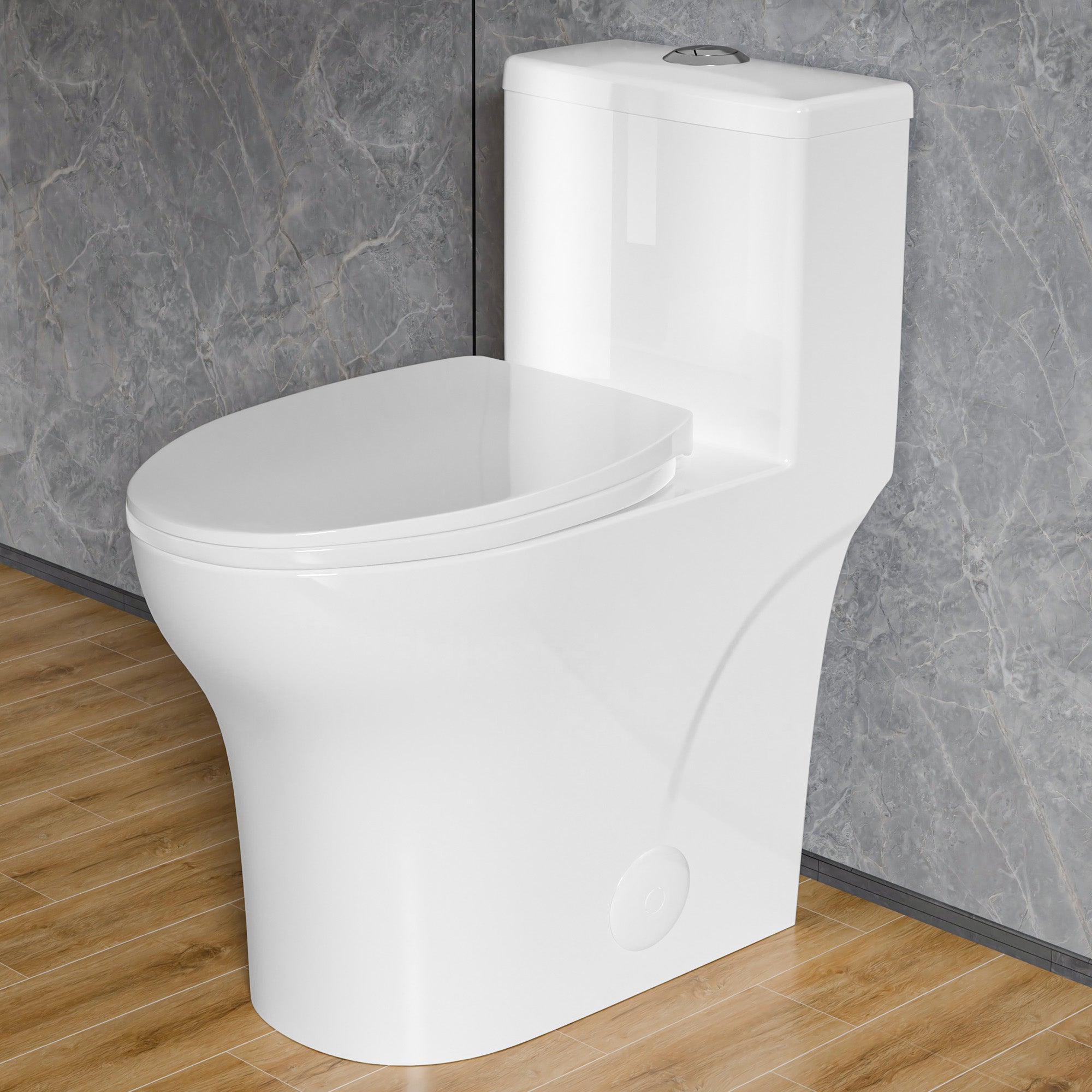 Elongated Modern Tall Toilet 19 Inch for Seniors, Powerful Tornado Flush Skirted High Toilet for Bathroom,One Piece Water Saving Dual Flush 1.0/1.28 GPF,Comfort ADA Bowl Heigh 18 Inch