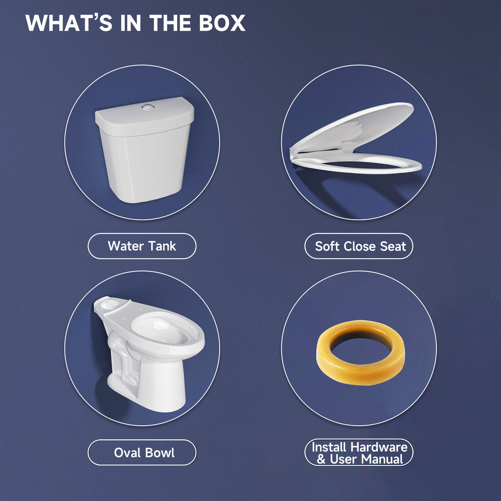 Elongated Tall Toilet 20 Inch for Seniors - 1.1/1.6 GPF Dual Flush Two Piece ADA High Toilet for Bathroom, 19 Inch Bowl Height, 20 Inch Seat Height, 12" Rough In, White